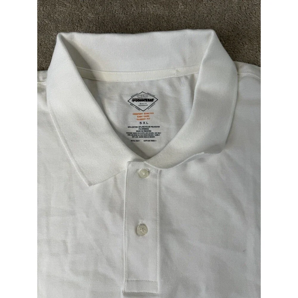 st johns bay Men’s Polo Shirt,comfort Stretch,white ,size 5XL - Picture 6 of 8